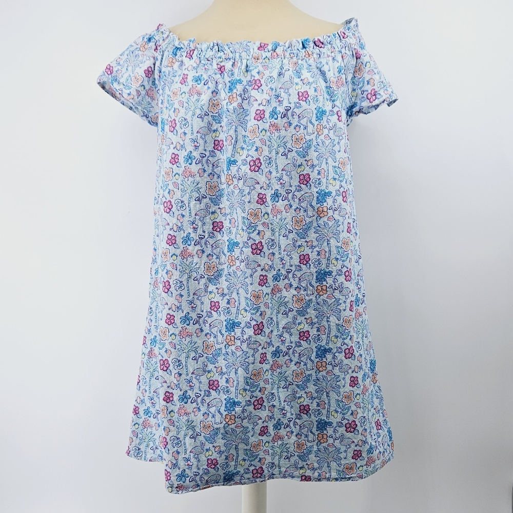 Vineyard Vines Light Blue Floral Off-Shoulder Dress